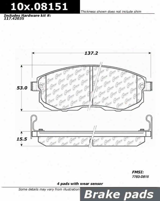 Centric Parts 104.08151 Ford Semi Metalic Thicket Pads