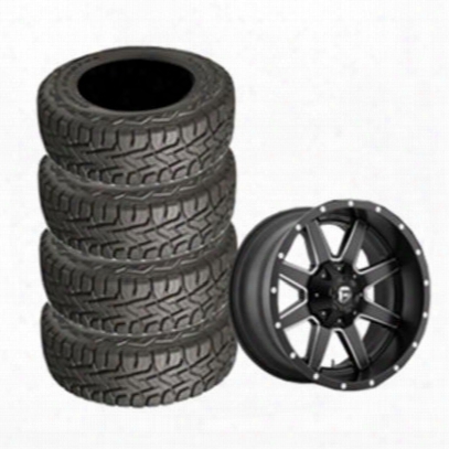 Genuine Packages Toyo 35x12.50r22 Open Country And Maverick Black Milled Wheel 22x10 Package - Set Of 4 - Tirepkg280