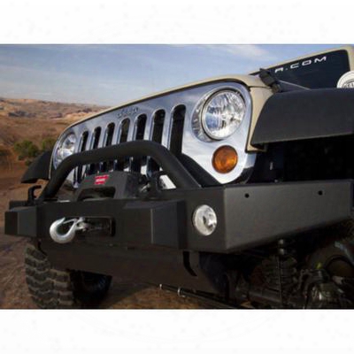 Jeep Front Off Road Bumper With Winch Mount Grill Guard And Fog Light Holes (black) - 82213575ac