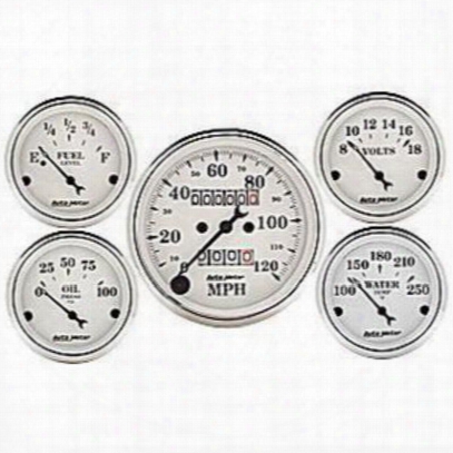 Auto Meter Old Tyme White 5 Gauge Set - 1611