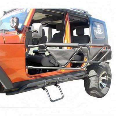 Olympic 4x4 Products Safari V Doors With Saddl Bags In Textured Black - Set Of 4 - 132-174