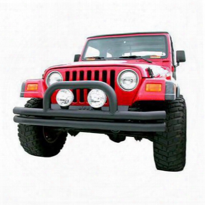 Olympic 4x4 Products Maxi Double Tube Front Bumper With Hoop In Gloss Black (black) - 372-111