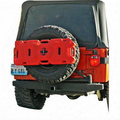 Olympic 4x4 Products Rear Rock Bumper With Receiver Hitch And Tuff N Ez Tire Carrier (black) - 5537-121