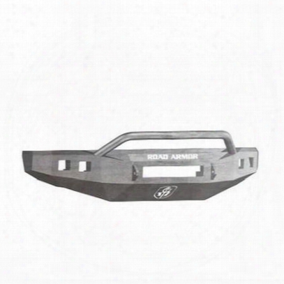 Road Armor Front Stealth Non-winch Illuminator Bumper Pre-runner Square Light Port In Raw Steel (bare) - 608r4z-nw
