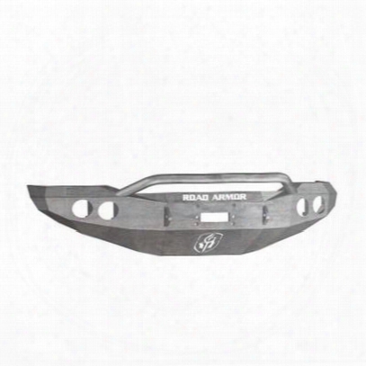 Road Armor Front Stealth Winch Illuminator Bumper Square Light Port In Raw Steel (bare) - 614r0z-nw