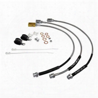 Crown Automotive Stainless Steel Rear Brake Hose Kit, Stainless Steel, Stock Height Of 0 In. To 2 Inch - Rt31016