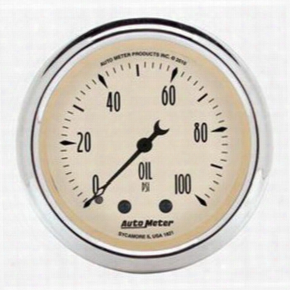 Auto Meter Antique Beige Mechanical Oil Pressure Gauge - 1821
