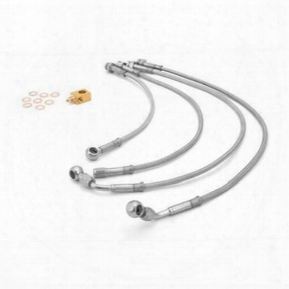 Rugged Ridge Braided Brake Line Kit, Stainless Steel, Lifted Height Of 4 In. To 6 In. - 16734.1