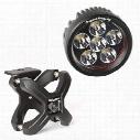Rugged Ridge Round LED Light and X-Clamp Kit (Black) - 15210.93