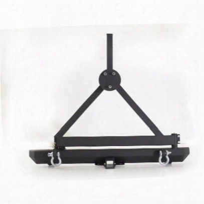 Smittybilt Classic Rock Crawler Rear Bumper And Tire Carrier With Receiver Hitch And D-ring Mounts (black) - 76651d