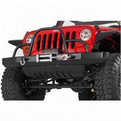 Warrior Rock Crawler Front Bumper With Winch Mount And D-ring Mounts (black) - 596