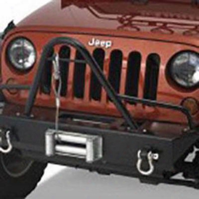 Warrior Stubby Winch Front Bumper With Stinger Brush Guard And D-ring Mounts (black) - 59755