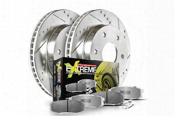 Power Stop Street Warrior Brake Kit - Z26 Pads With Cross Drilled & Slotted Brake Rotors