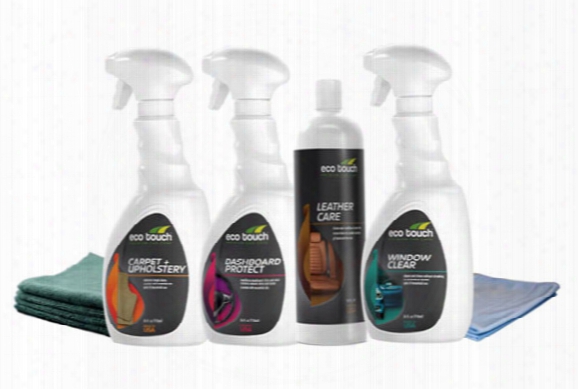 Eco Touch Interior Car Care Kit - Leather Conditioner, Microfiber Towels, Windshield Cleaner & Dashboard Wipes
