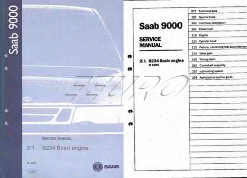 Service Manual: B234 Basic Engine - Genuine Saab 0341057