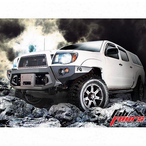 2005 Toyota Tacoma Fab Fours Heavy Duty Winch Bumper In Black Powder Coat With Lights And D-ring Mounts