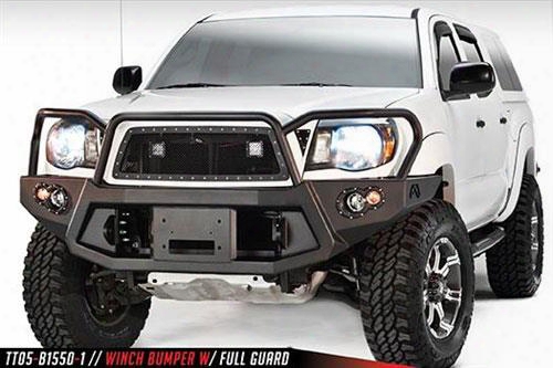 2005 Toyota Tacoma Fab Fours Heavy Duty Winch Bumper With Grille Guard In Black Powder Coat