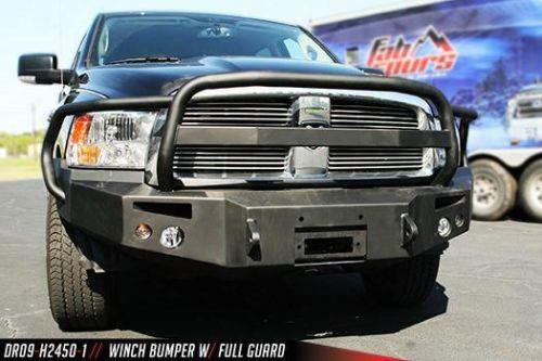 2013 Dodge 1500 Fab Fours Premium Sensor Front Winch Bumper With Grille Guard In Black Powder Coat