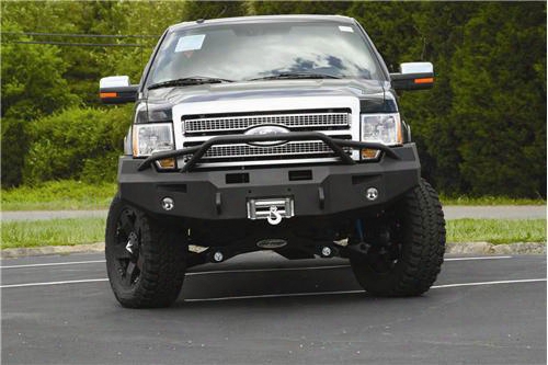 2010 Ford F-150 Fab Fours Pre-runner Heavy Duty Winch Bumper In Black Powder Coat With Lights And D-ring Mounts