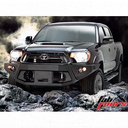 2012 Toyota Tacoma Fab Fours Heavy Duty Winch Bumper In Black Powder Coat With Lights And D-ring Mounts