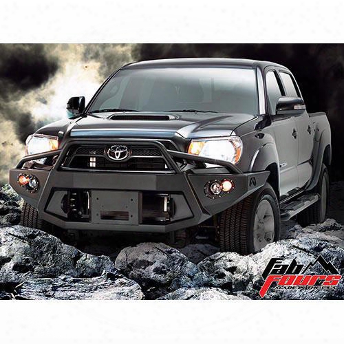 2012 Toyota Tacoma Fab Fours Pre-runner Heavy Duty Winch Bumper In Black Powder Coat With Lights And D-ring Mounts