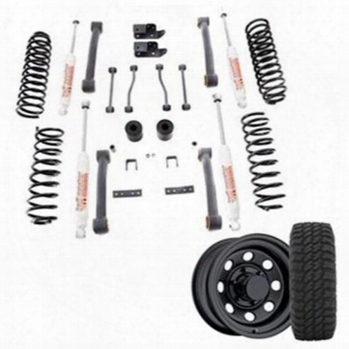 Genuine Packages 4 Inch Trail Master Complete Lift Kit With Springs And Lca's With Pro Comp Xmt2 Tires And Trail Master Wheel Package - Set Of 4 - Tjs
