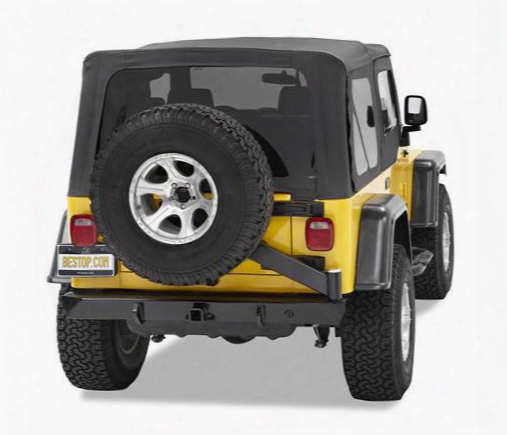 2002 Jeep Wrangler (tj) Bestop Highrock 4x4 Rear 2" Receiver Hitch Bumper With Swing Out Tire Carrier In Black