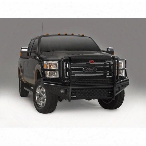 2012 Ford F-450 Super Duty Fab Fours Full Grille Guard Front Ranch Bumper With Tow Hooks In Bare Steel