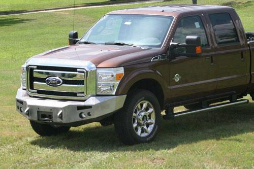 2012 Ford F-450 Super Duty Fab Fours Heavy Duty Winch Bumper In Bare Steel With Lights And D-ting Mounts