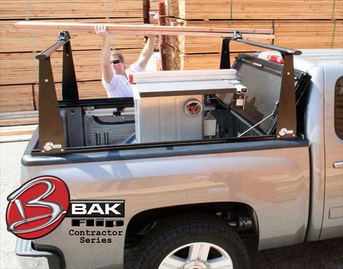 Bak Industries Bak Bakflip Cs-f1 Hard Folding Tonneau Cover With Contractors Sliding Rack System - 72328bt 72328bt Tonneau Cover/truck Bed Rack Kit