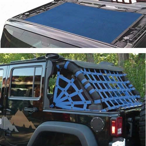 Dirtydog 4x4 Sun Screen With Rear Cargo Net J4ns07rsbl Brief Top