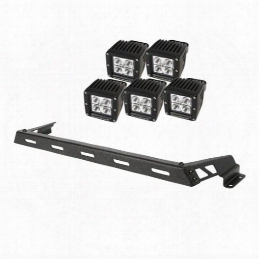 Rugged Ridge Rugged Ridge Hood Light Bar Kit With 5 Square Led Lights - 11232.12 11232.12 Bumper Mounting Light Bars