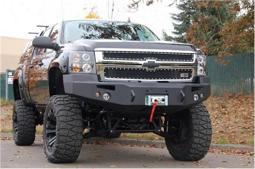 2010 Chevrolet Silverado 2500 Hd Fab Fours Front Winch Bumper With D-ring Mounts And Lights In Black Powder Coat