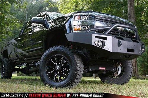 2015 Chevrolet Silverado 2500 Hd Fab Fours Front Bumper With Pre-runner Guard And Sensor In Bare Steel