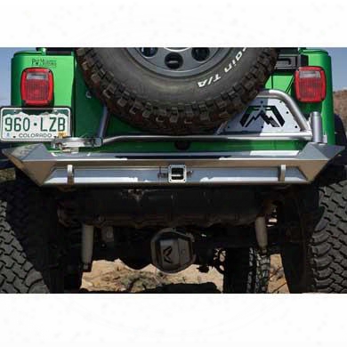 2002 Jeep Wrangler (tj) Fab Fours Rear Base Bumper With D-ring And Cb Antenna Mount In Black Powder Coat
