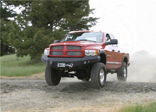 2003 Dodge Ram 3500 Fab Fours Front Winch Bumper In Black Powder Coat With Lights And D-ring Mounts