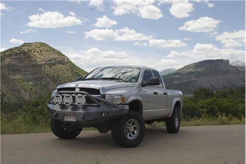 2003 Dodge Ram 3500 Fab Fours Pre-runner Front Winch Bumper In Black Powder Coat With Lights And D-ring Mounts
