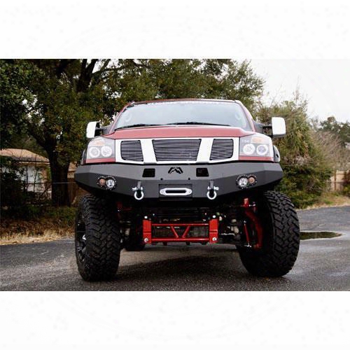 2006 Nissan Titan Fab Fours Heavy Duty Winch Bumper In Bare Steel With Lights And D-ring Mounts