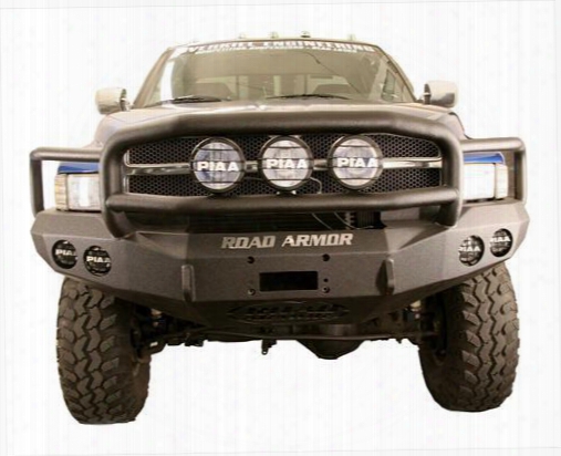 2002 Dodge Ram 2500 Road Armor Front Stealth Winch Bumper Lonestar Round Light Port In Satin Black