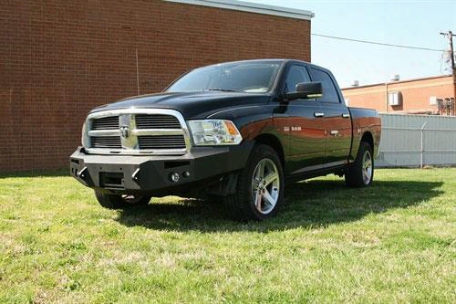 2011 Dodge 1500 Fab Fours Heavy Duty Winch Bumper In Bare Steel With Lights And D-ring Mounts
