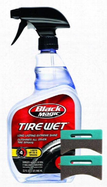 Black Magic Tire Wet Spray 32 Oz. &amp; Applicator Pads Kit