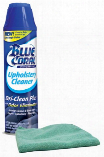 Blue Coral Dri-clean Plus Carpet &amp; Upholstery Cleaner 22.8 Oz &amp; Microfiber Cloth Kit