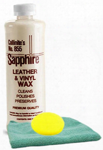 Collinite 855 Leather And Vinyl Wax 16 Oz. Microfiber Cloth &amp; Foam Pad Kit