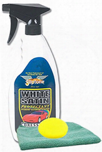 Gliptone White Satin Protectant Dressing Spray 22 Oz Microfiber Cloth &amp; Foam Pad Kit