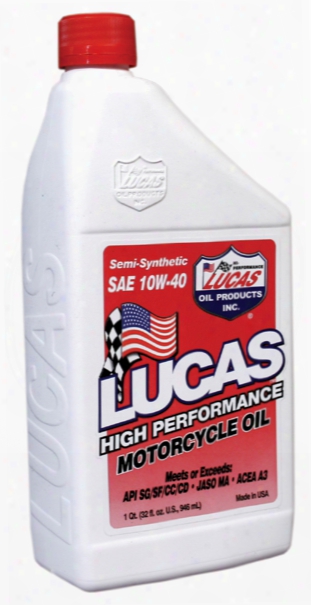 Lucas High Performance 10w40 Semi-synthetic Motorcycle Oil 1 Qt.