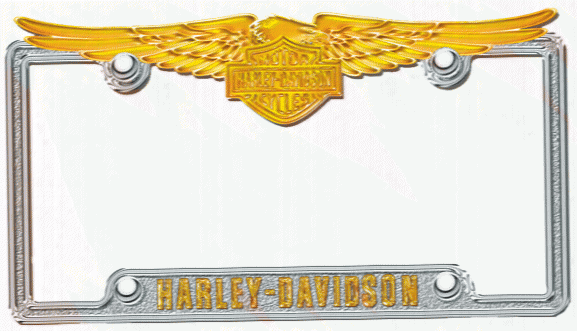 Harley Davidson Chrome &amp; Gold Metal License Plate Frame