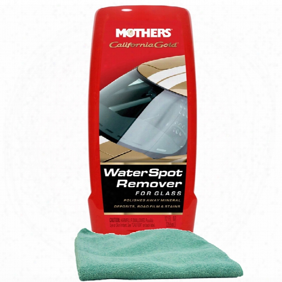 Mothers California Gold Water Spot Remover For Glass 12 Oz &amp; Microfiber Cloth Kit