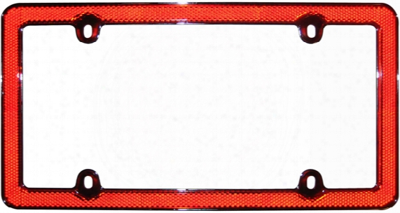 Chrome &amp; Red Reflective License Plate Frame