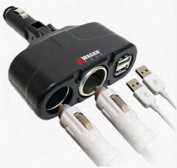 Wagan 12v Twin Usb &amp; Dc Sockets Travel Adapter
