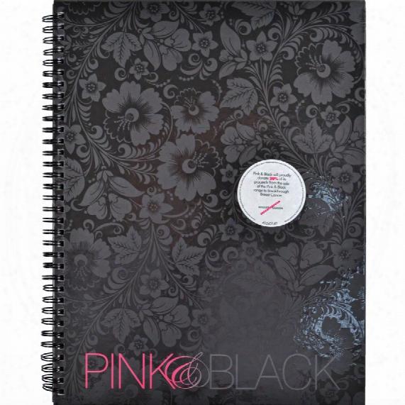 A4 Pink/black 140pg Twinw Ire Hard Back Book